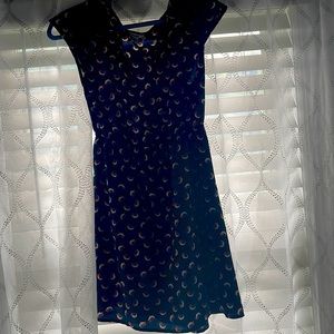 Navy Bird Print Swing Dress